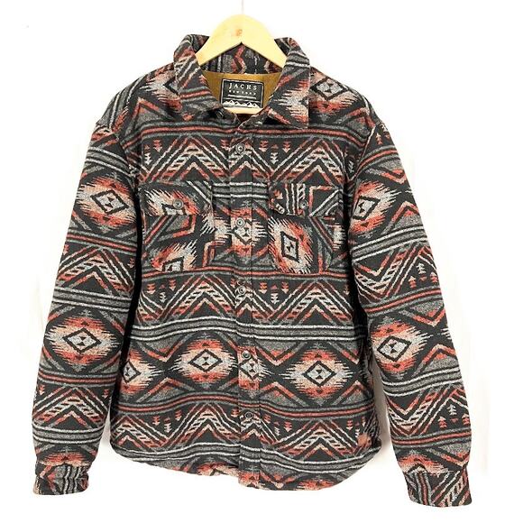 Jachs Sherpa Lined Shirt Jacket Southwest Design Wool Blend sz Large - Picture 1 of 8